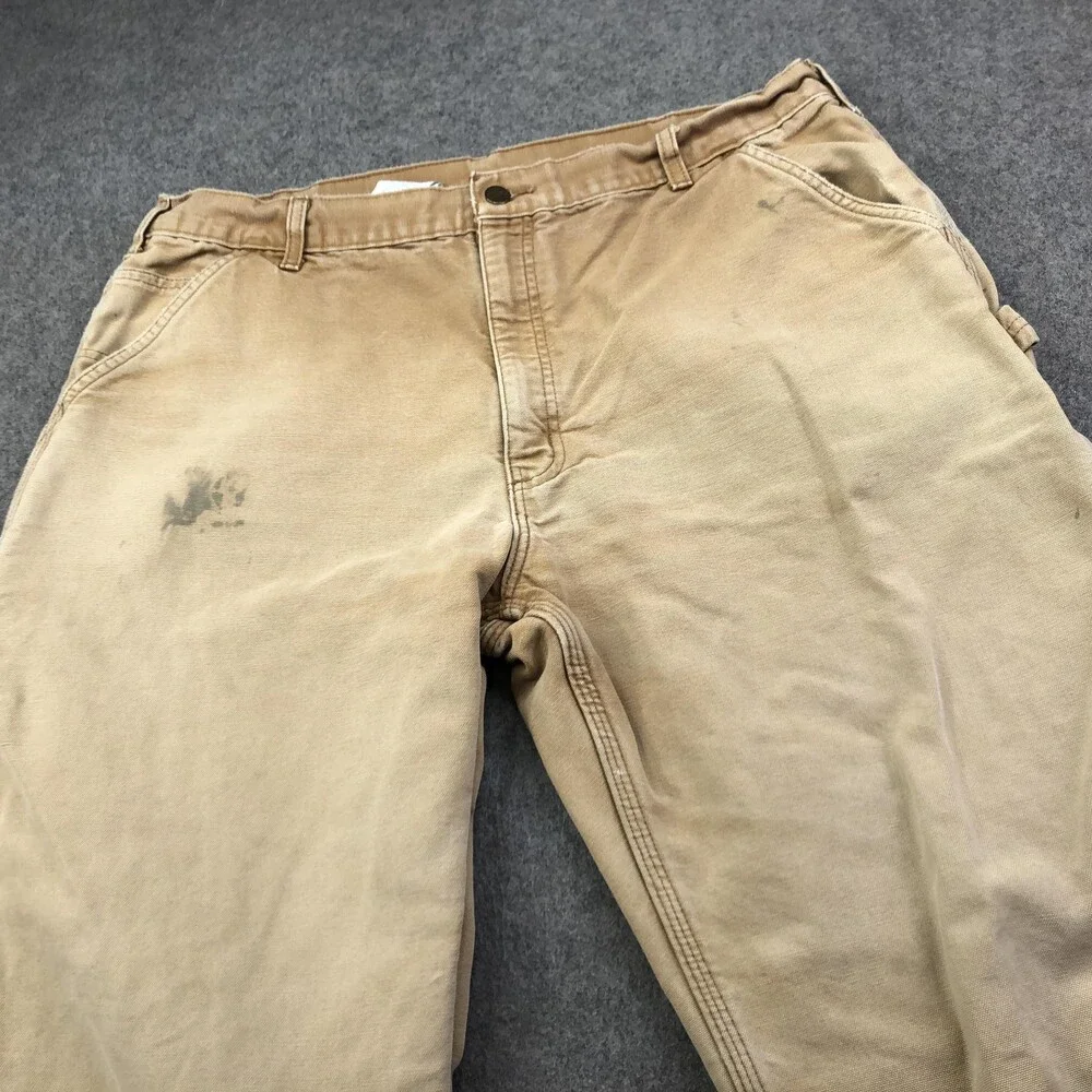 Carhartt Pants Mens 40x32 Brown Canvas Carpenter Flannel Lined Workwear B111 - Picture 9 of 14